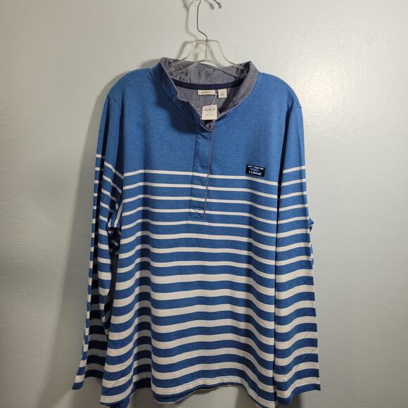 L.L. Bean Women's Blue/White Stripes Henley Pullover Size 3X NWT 111725-1239 - Picture 7 of 7